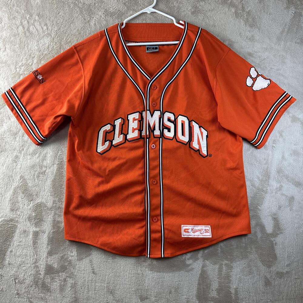 Clemson Tigers Jersey Mens Large Orange Baseball Colosseum Athletics Paw
